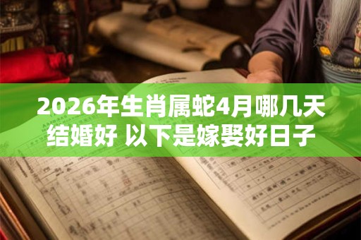 2026年生肖属蛇4月哪几天结婚好 以下是嫁娶好日子 2026年生肖属蛇4月哪几天结婚好 以下是嫁娶好日子
