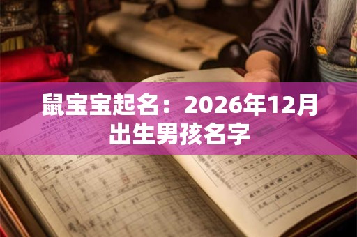 鼠宝宝起名：2026年12月出生男孩名字