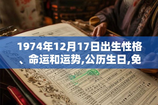 1974年12月17日出生性格、命运和运势,公历生日,免费算命 1974年12月17日出生性格、命运和运势,公历生日,免费算命