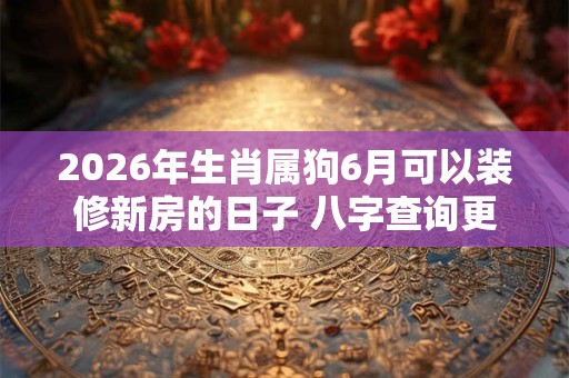 2026年生肖属狗6月可以装修新房的日子 八字查询更精准