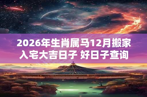 2026年生肖属马12月搬家入宅大吉日子 好日子查询 2026年生肖属马12月搬家入宅大吉日子 好日子查询