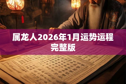 属龙人2026年1月运势运程完整版