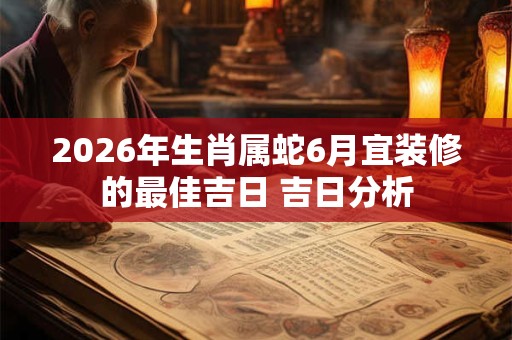 2026年生肖属蛇6月宜装修的最佳吉日 吉日分析