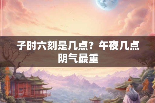 子时六刻是几点?午夜几点阴气最重 子时六刻是几点?午夜几点阴气最重