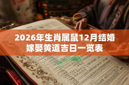 2026年生肖属鼠12月结婚嫁娶黄道吉日一览表 2026年生肖属鼠12月结婚嫁娶黄道吉日一览表