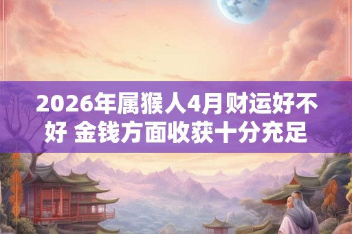 2026年属猴人4月财运好不好 金钱方面收获十分充足 2026年属猴人4月财运好不好 金钱方面收获十分充足