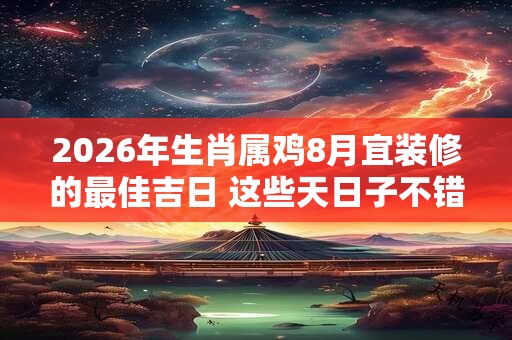 2026年生肖属鸡8月宜装修的最佳吉日 这些天日子不错 2026年生肖属鸡8月宜装修的最佳吉日 这些天日子不错