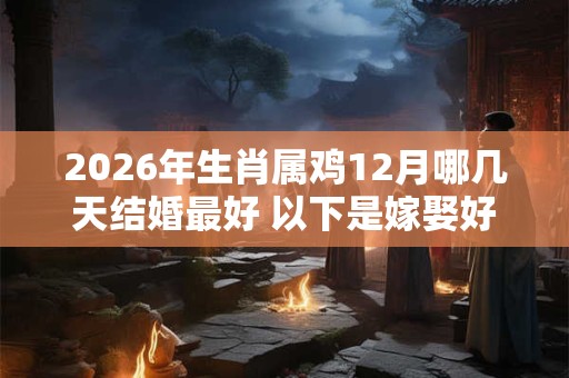 2026年生肖属鸡12月哪几天结婚最好 以下是嫁娶好日子 2026年生肖属鸡12月哪几天结婚最好 以下是嫁娶好日子