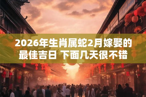 2026年生肖属蛇2月嫁娶的最佳吉日 下面几天很不错