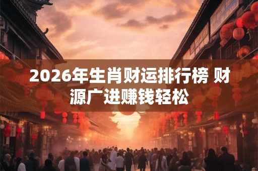 2026年生肖财运排行榜 财源广进赚钱轻松 2026年生肖财运排行榜 财源广进赚钱轻松