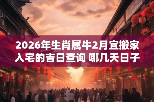 2026年生肖属牛2月宜搬家入宅的吉日查询 哪几天日子好 2026年生肖属牛2月宜搬家入宅的吉日查询 哪几天日子好
