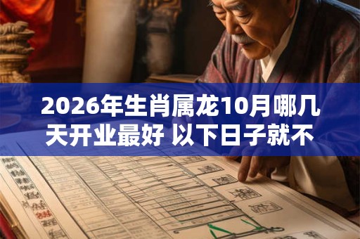 2026年生肖属龙10月哪几天开业最好 以下日子就不错