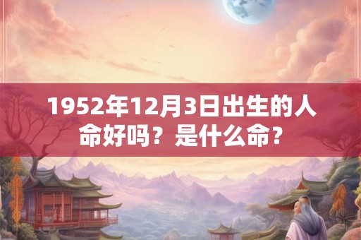 1952年12月3日出生的人命好吗?是什么命? 1952年12月3日出生的人命好吗?是什么命?