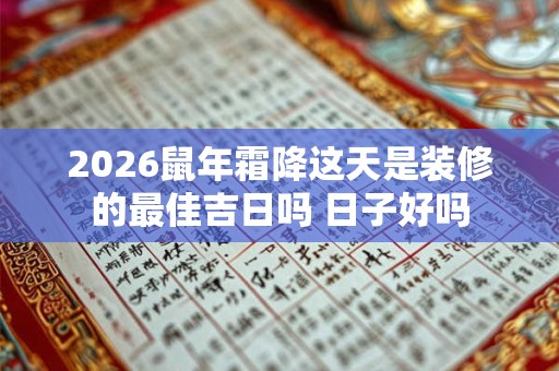 2026鼠年霜降这天是装修的最佳吉日吗 日子好吗 2026鼠年霜降这天是装修的最佳吉日吗 日子好吗