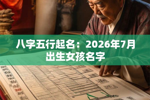 八字五行起名：2026年7月出生女孩名字