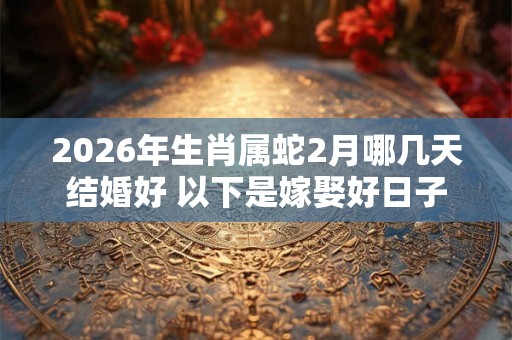 2026年生肖属蛇2月哪几天结婚好 以下是嫁娶好日子