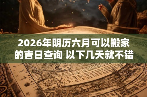 2026年阴历六月可以搬家的吉日查询 以下几天就不错 2026年阴历六月可以搬家的吉日查询 以下几天就不错