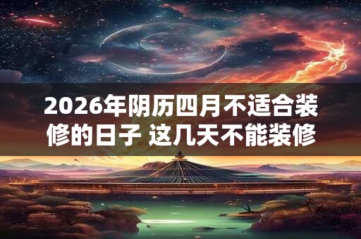 2026年阴历四月不适合装修的日子 这几天不能装修