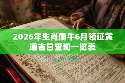 2026年生肖属牛6月领证黄道吉日查询一览表 2026年生肖属牛6月领证黄道吉日查询一览表