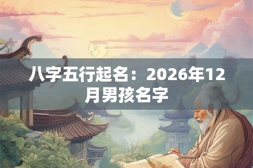 八字五行起名:2026年12月男孩名字 八字五行起名:2026年12月男孩名字