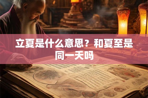 立夏是什么意思?和夏至是同一天吗 立夏是什么意思?和夏至是同一天吗