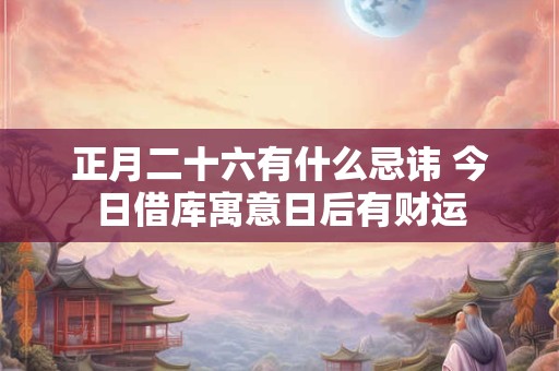 正月二十六有什么忌讳 今日借库寓意日后有财运