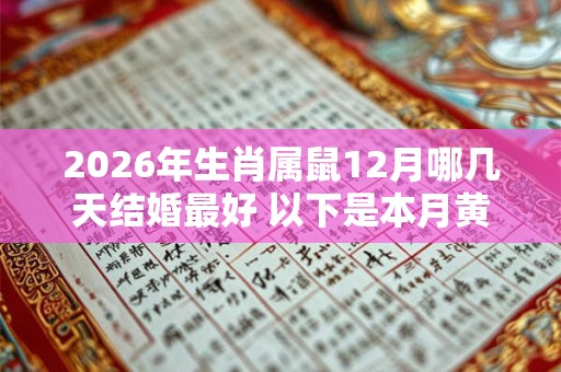 2026年生肖属鼠12月哪几天结婚最好 以下是本月黄道吉日 2026年生肖属鼠12月哪几天结婚最好 以下是本月黄道吉日