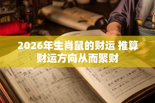 2026年生肖鼠的财运 推算财运方向从而聚财 2026年生肖鼠的财运 推算财运方向从而聚财