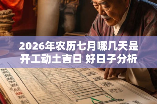 2026年农历七月哪几天是开工动土吉日 好日子分析 2026年农历七月哪几天是开工动土吉日 好日子分析