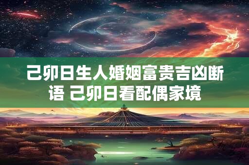 己卯日生人婚姻富贵吉凶断语 己卯日看配偶家境