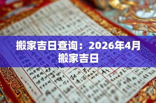 搬家吉日查询：2026年4月搬家吉日
