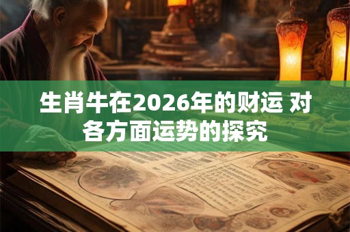 生肖牛在2026年的财运 对各方面运势的探究