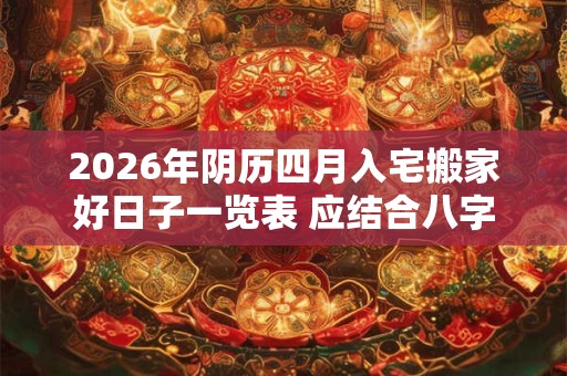 2026年阴历四月入宅搬家好日子一览表 应结合八字查询