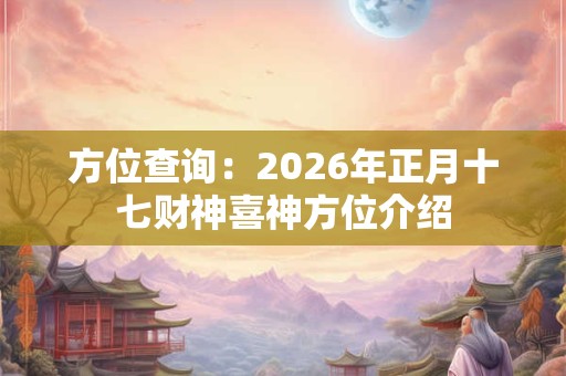 方位查询：2026年正月十七财神喜神方位介绍