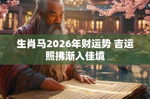 生肖马2026年财运势 吉运照拂渐入佳境