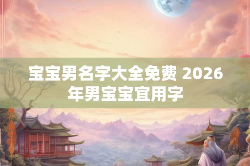 宝宝男名字大全免费 2026年男宝宝宜用字 宝宝男名字大全免费 2026年男宝宝宜用字
