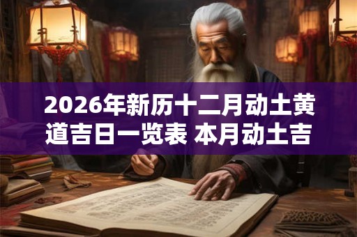 2026年新历十二月动土黄道吉日一览表 本月动土吉日 2026年新历十二月动土黄道吉日一览表 本月动土吉日