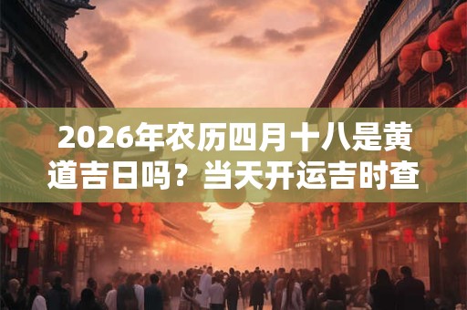 2026年农历四月十八是黄道吉日吗？当天开运吉时查询