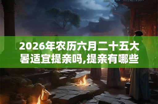 2026年农历六月二十五大暑适宜提亲吗,提亲有哪些习俗讲究? 2026年农历六月二十五大暑适宜提亲吗,提亲有哪些习俗讲究?