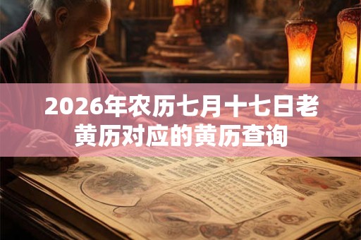 2026年农历七月十七日老黄历对应的黄历查询 2026年农历七月十七日老黄历对应的黄历查询