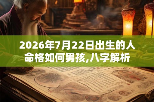 2026年7月22日出生的人命格如何男孩,八字解析