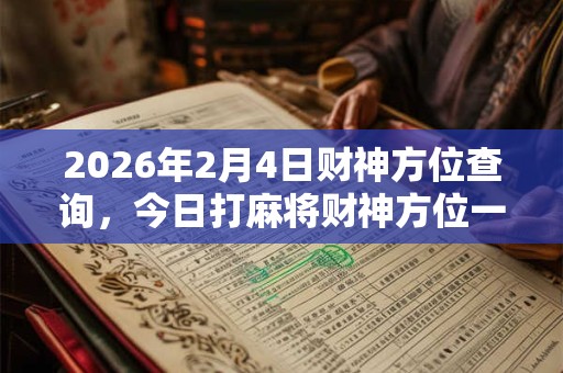 2026年2月4日财神方位查询，今日打麻将财神方位一览表