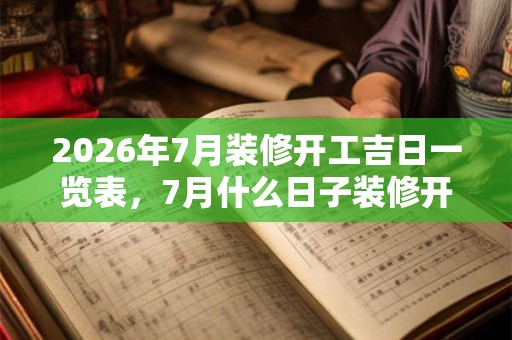 2026年7月装修开工吉日一览表,7月什么日子装修开工吉利 2026年7月装修开工吉日一览表,7月什么日子装修开工吉利