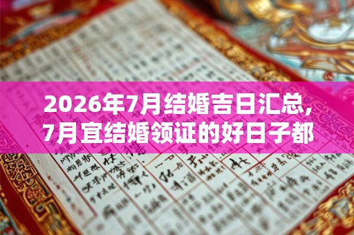 2026年7月结婚吉日汇总,7月宜结婚领证的好日子都有哪些？