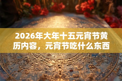 2026年大年十五元宵节黄历内容，元宵节吃什么东西？