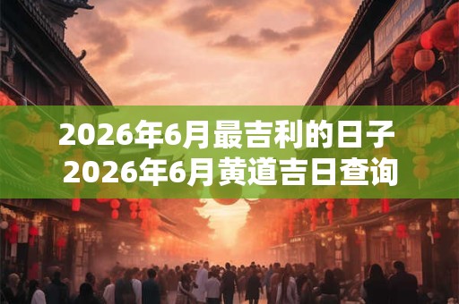 2026年6月最吉利的日子 2026年6月黄道吉日查询