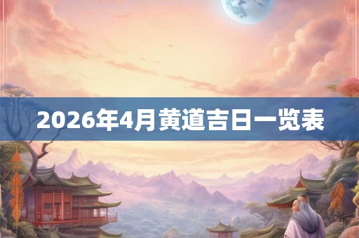 2026年4月黄道吉日一览表