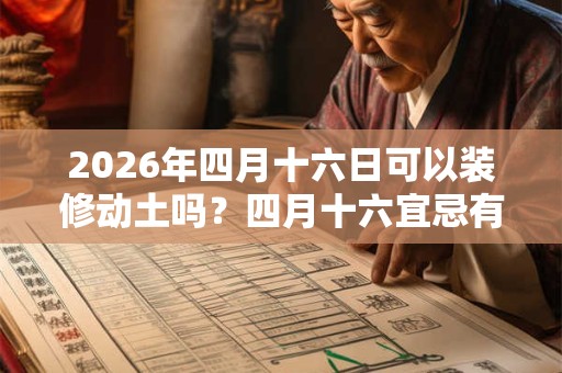 2026年四月十六日可以装修动土吗？四月十六宜忌有哪些？