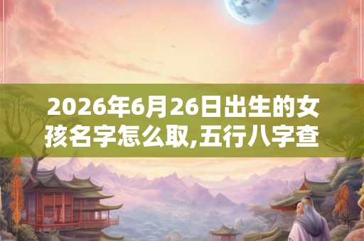 2026年6月26日出生的女孩名字怎么取,五行八字查询 2026年6月26日出生的女孩名字怎么取,五行八字查询