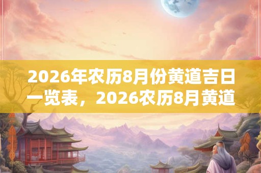 2026年农历8月份黄道吉日一览表，2026农历8月黄道吉日查询